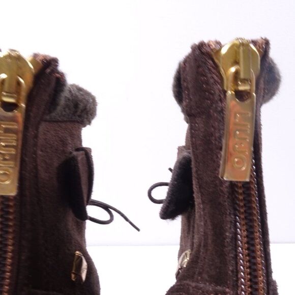 LIU JO Women's Brown Suede Shearling Fur Platform Lace Up High Ankle Boots Sz 37 - Picture 6 of 10